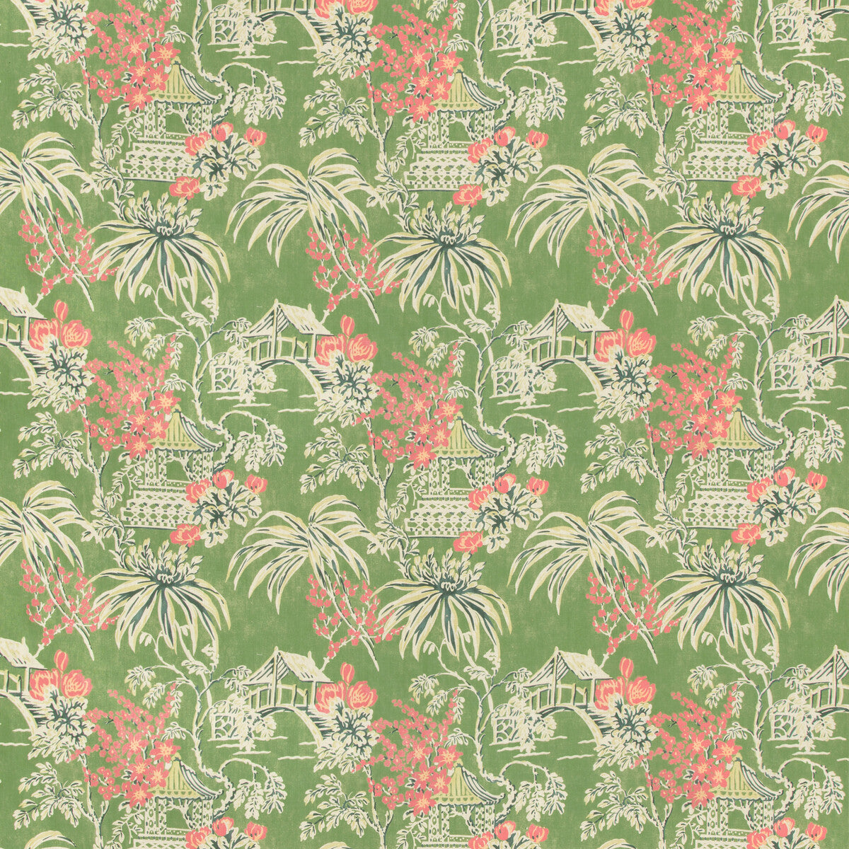 Tongli Print fabric in fern color - pattern 8019138.33.0 - by Brunschwig & Fils in the Summer Palace collection