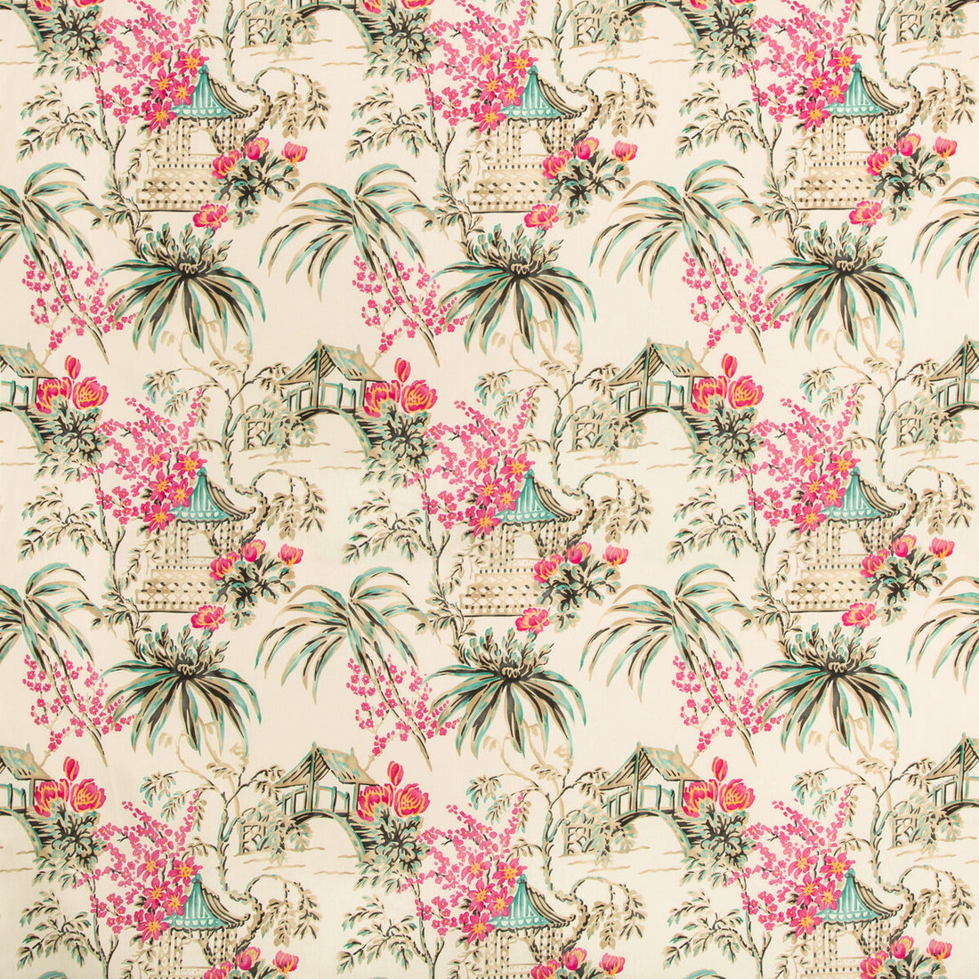Tongli Print fabric in peony color - pattern 8019138.713.0 - by Brunschwig &amp; Fils in the Summer Palace collection