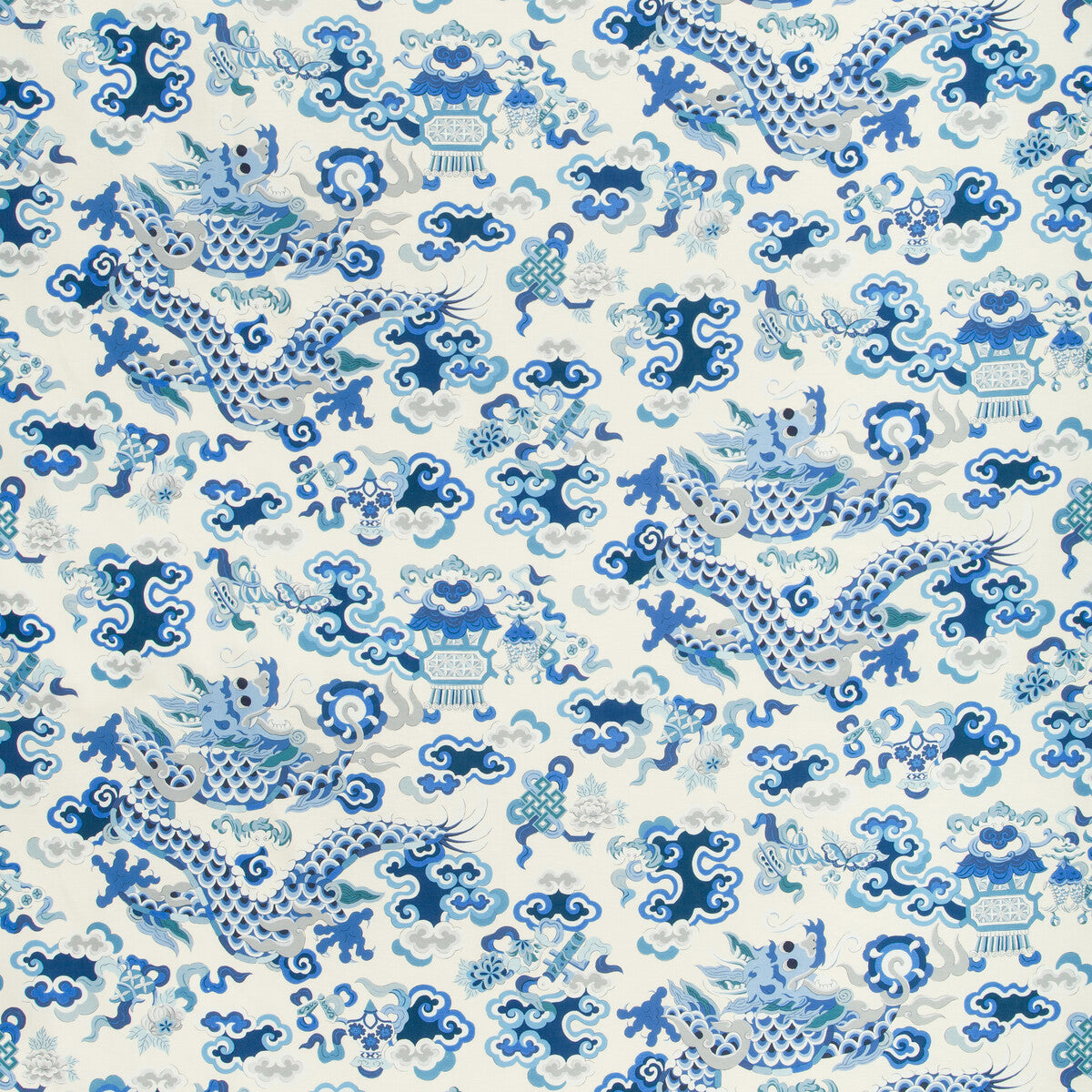 Ming Dragon Print fabric in ivory color - pattern 8019140.155.0 - by Brunschwig & Fils in the Summer Palace collection