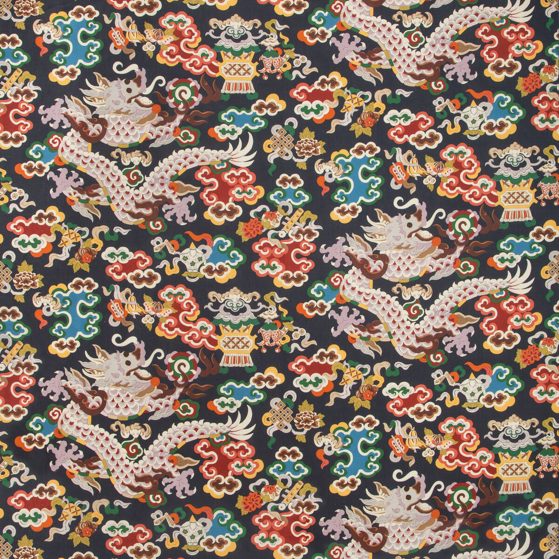 Ming Dragon Print fabric in indigo color - pattern 8019140.50.0 - by Brunschwig &amp; Fils in the Summer Palace collection