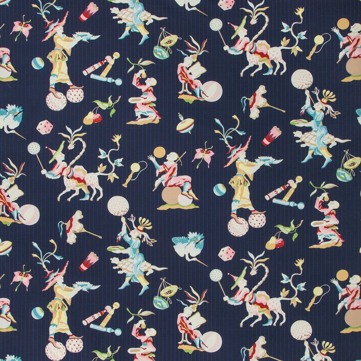 Cirque Chinois Print fabric in navy color - pattern 8019141.55.0 - by Brunschwig & Fils in the Summer Palace collection