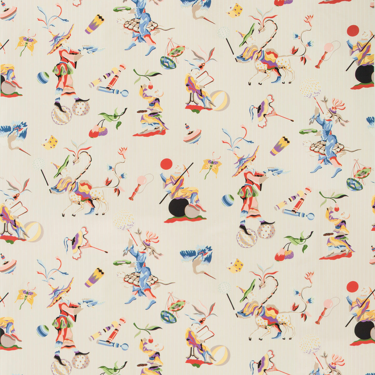 Cirque Chinois Print fabric in red color - pattern 8019141.958.0 - by Brunschwig & Fils in the Summer Palace collection