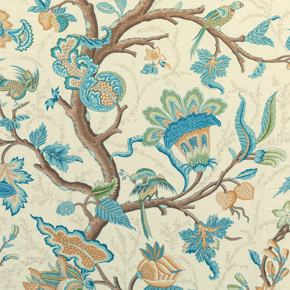Louverne Print fabric in aqua color - pattern 8020121.113.0 - by Brunschwig &amp; Fils in the Louverne collection