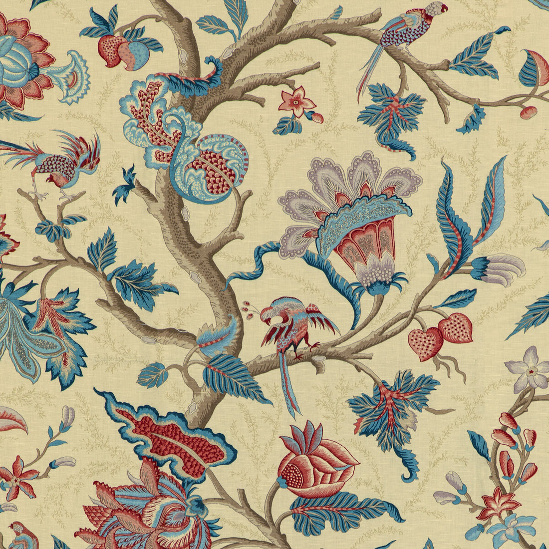 Louverne Print fabric in red color - pattern 8020121.195.0 - by Brunschwig &amp; Fils in the Louverne collection