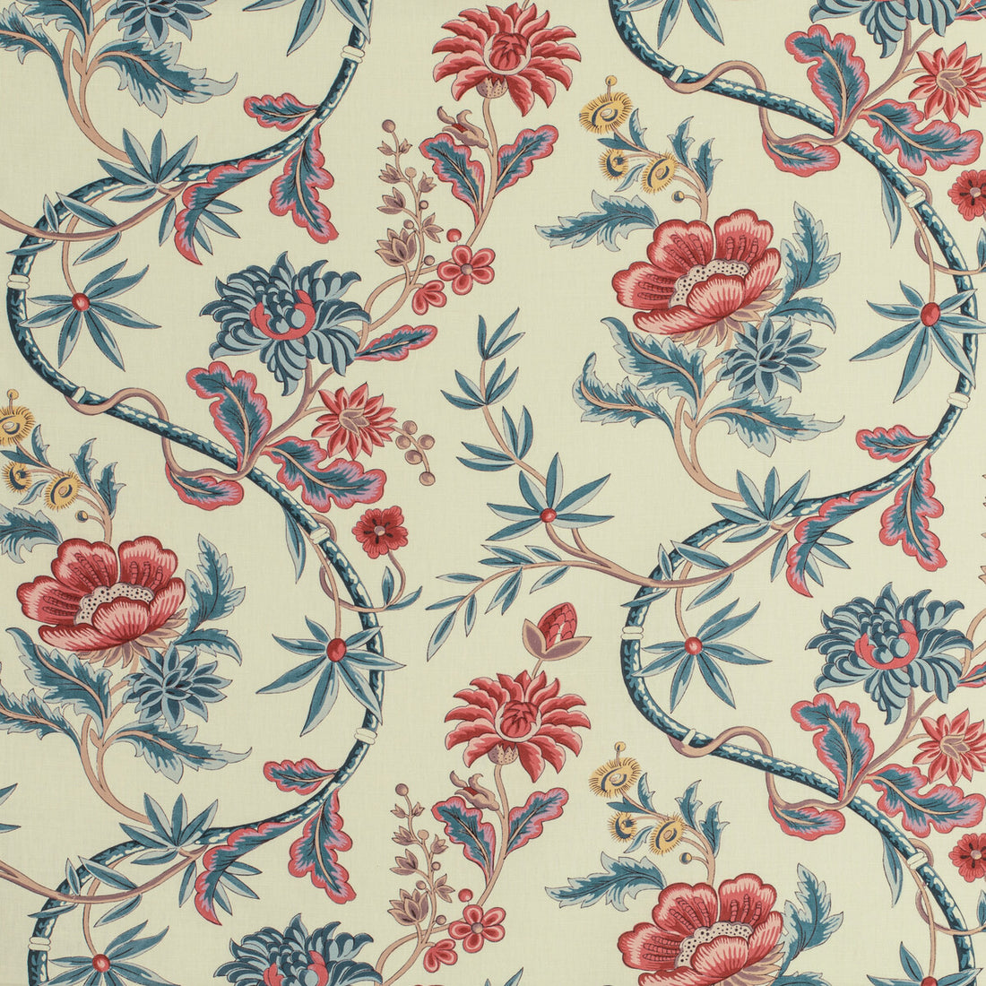 Veronique Print fabric in blue color - pattern 8020122.195.0 - by Brunschwig &amp; Fils in the Louverne collection