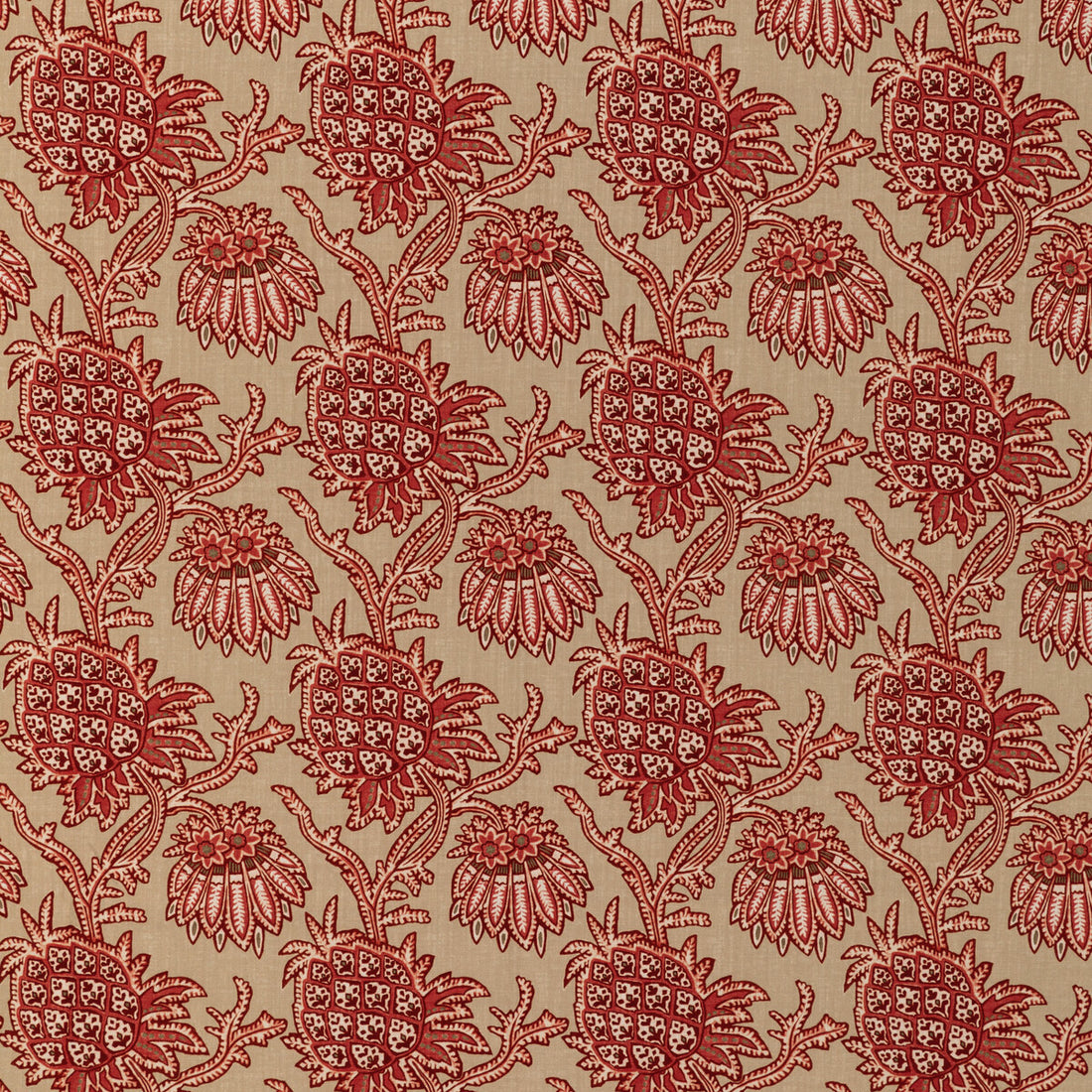 Brassac Print fabric in red color - pattern 8020129.19.0 - by Brunschwig &amp; Fils in the En Vacances II collection