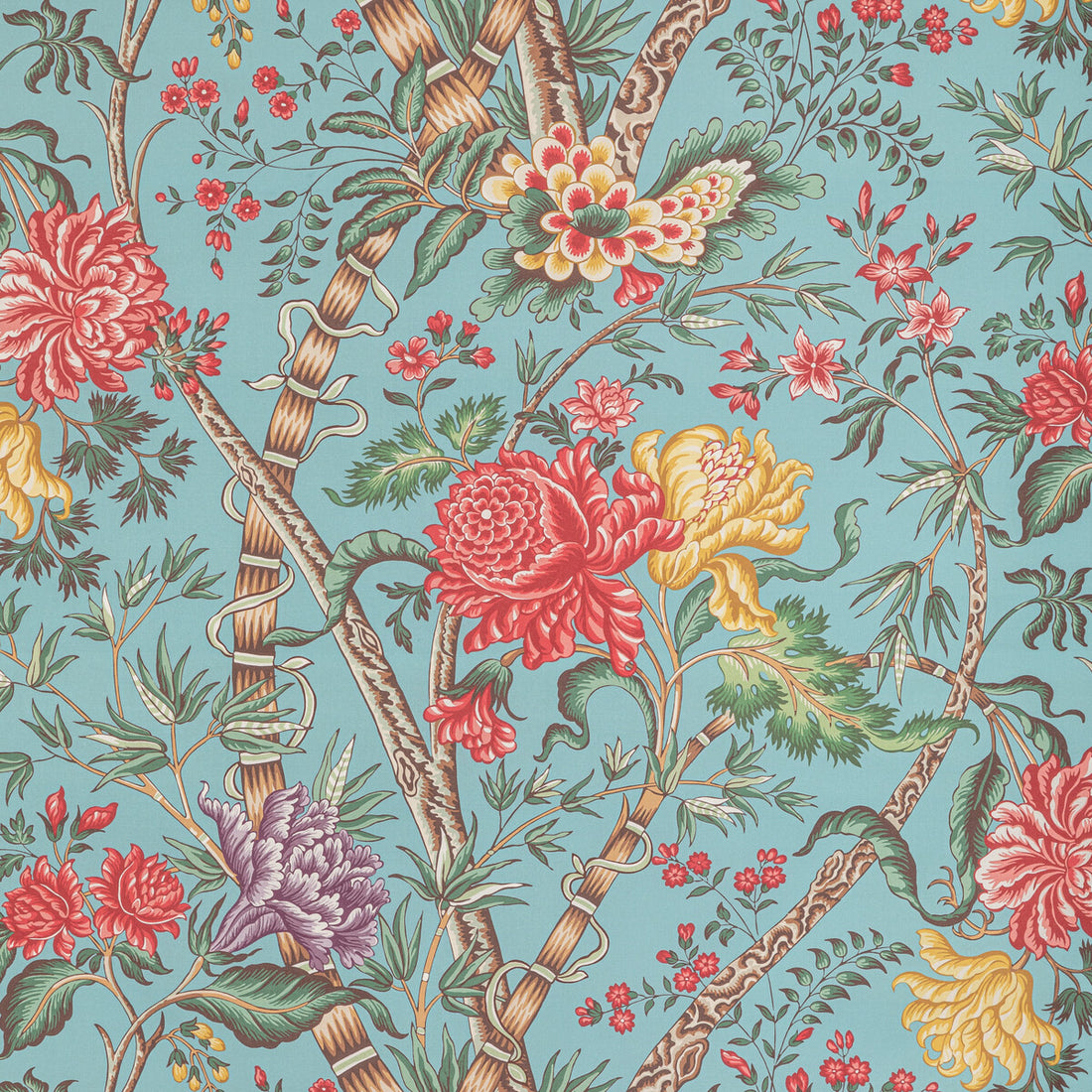 Luberon Print fabric in aqua/multi color - pattern 8022100.1319.0 - by Brunschwig &amp; Fils in the Manoir collection