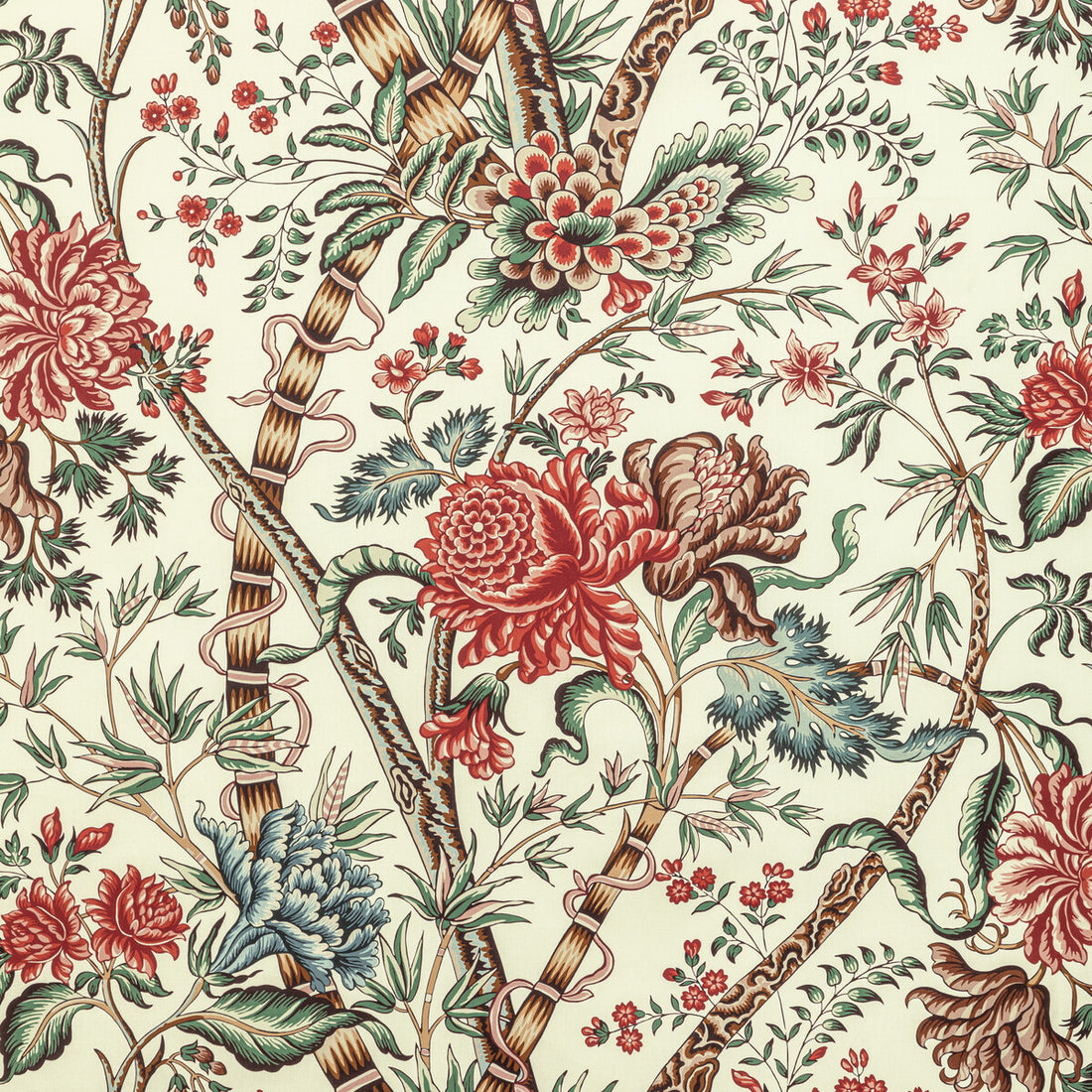 Luberon Print fabric in red/teal color - pattern 8022100.1913.0 - by Brunschwig &amp; Fils in the Manoir collection