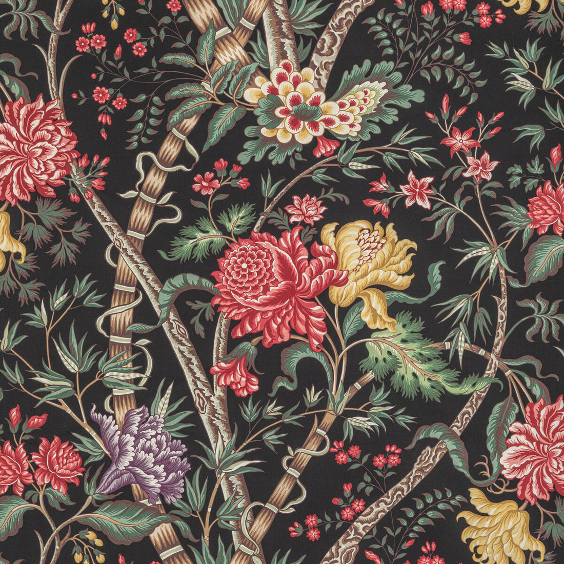 Luberon Print fabric in noir/multi color - pattern 8022100.819.0 - by Brunschwig &amp; Fils in the Manoir collection