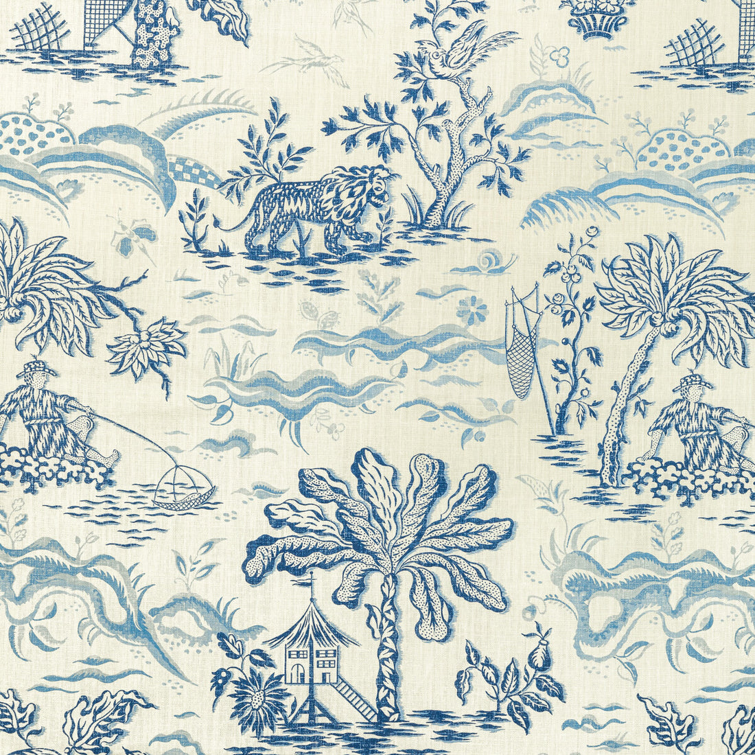 Valensole Print fabric in navy/sky color - pattern 8022101.55.0 - by Brunschwig &amp; Fils in the Manoir collection