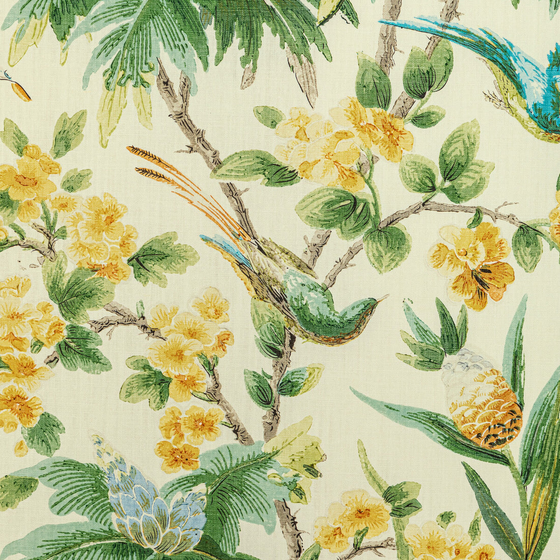 Gastaud Print fabric in gold/leaf color - pattern 8022120.403.0 - by Brunschwig &amp; Fils