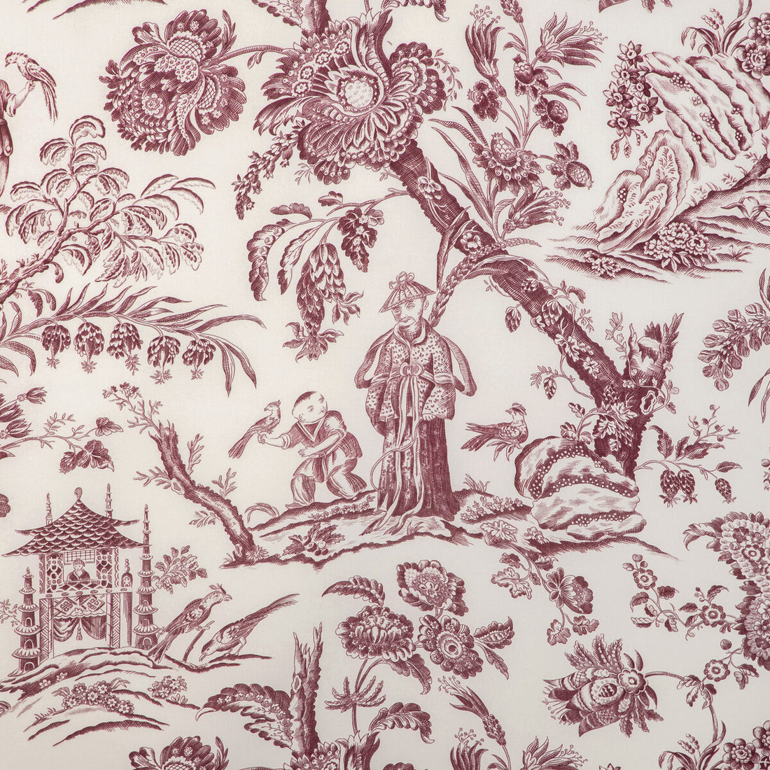 Marcel Print fabric in aubergine color - pattern 8023104.10.0 - by Brunschwig &amp; Fils in the Cadenet collection
