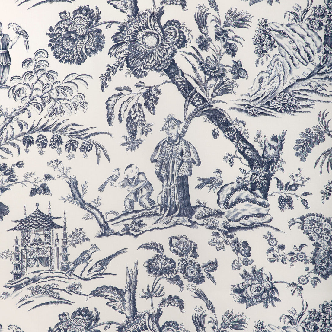 Marcel Print fabric in navy color - pattern 8023104.50.0 - by Brunschwig &amp; Fils in the Cadenet collection