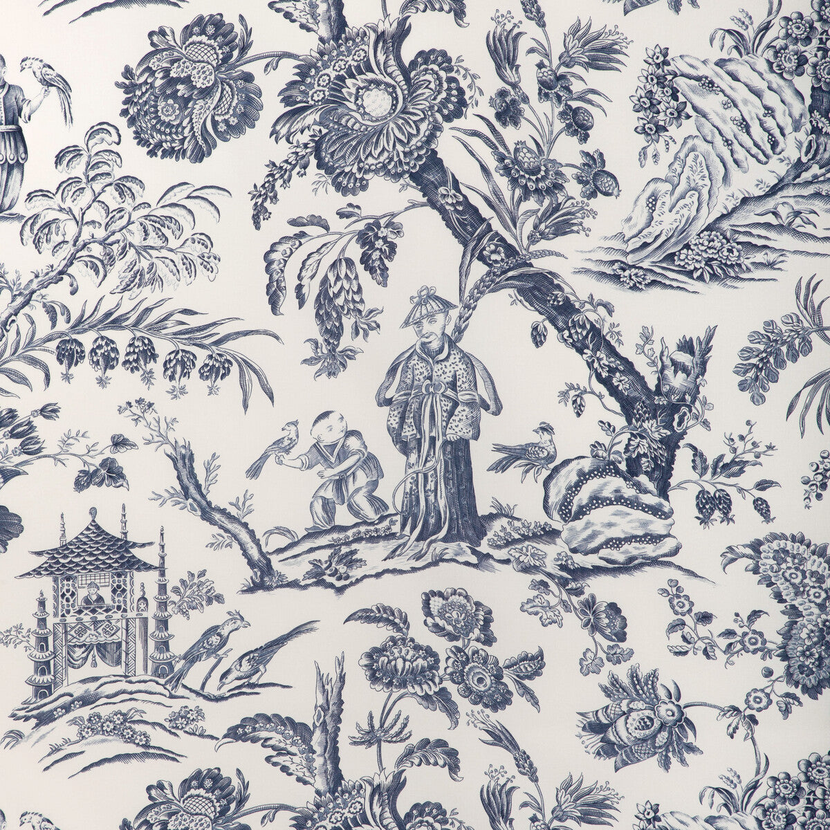 Marcel Print fabric in navy color - pattern 8023104.50.0 - by Brunschwig & Fils in the Cadenet collection