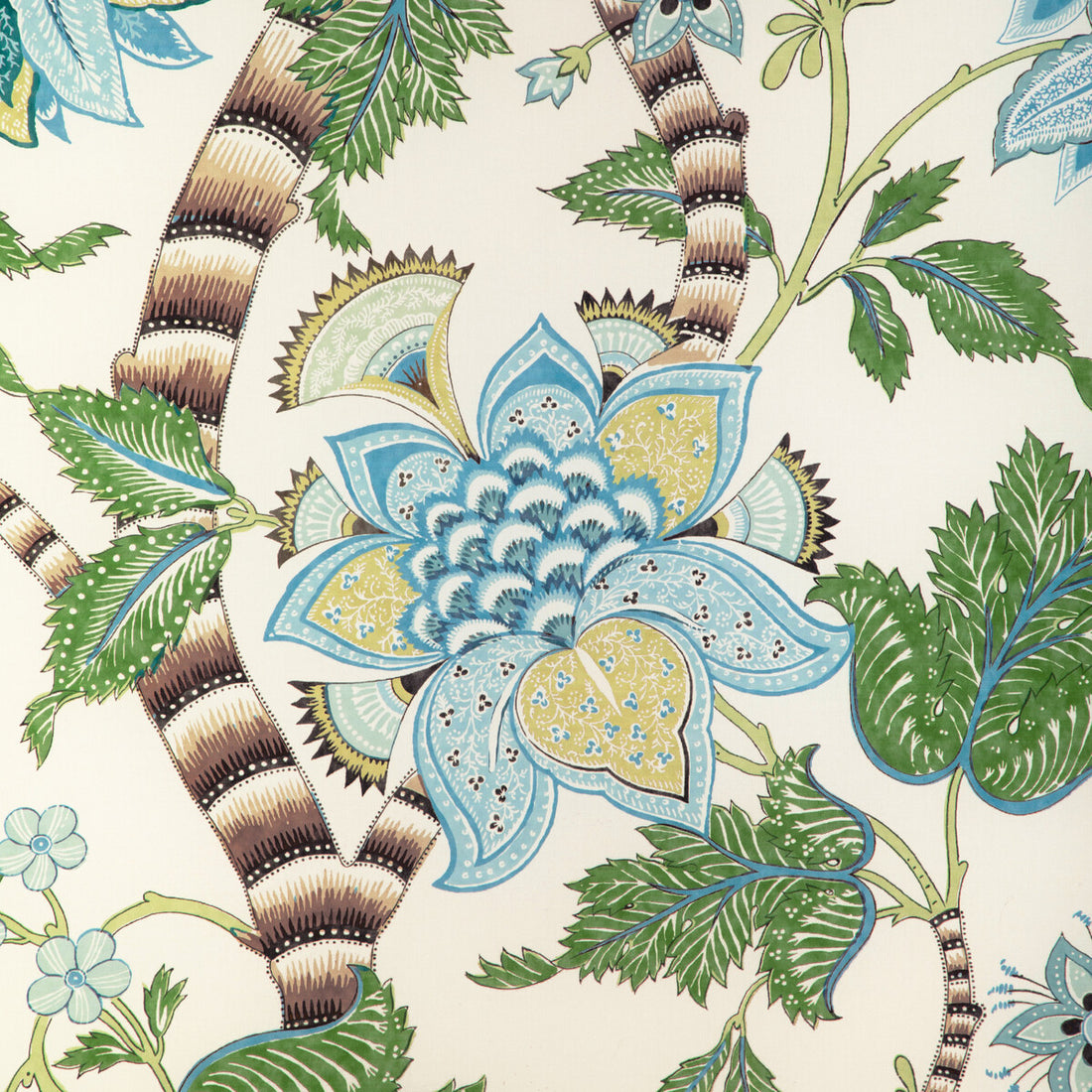 Cadenet Print fabric in aqua/leaf color - pattern 8023105.353.0 - by Brunschwig &amp; Fils in the Cadenet collection