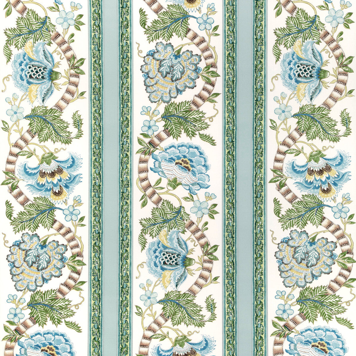 Lauris Print fabric in aqua/leaf color - pattern 8023106.353.0 - by Brunschwig & Fils in the Cadenet collection