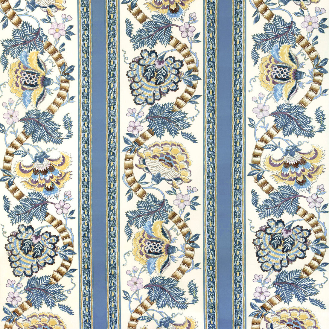 Lauris Print fabric in blue/gold color - pattern 8023106.54.0 - by Brunschwig &amp; Fils in the Cadenet collection
