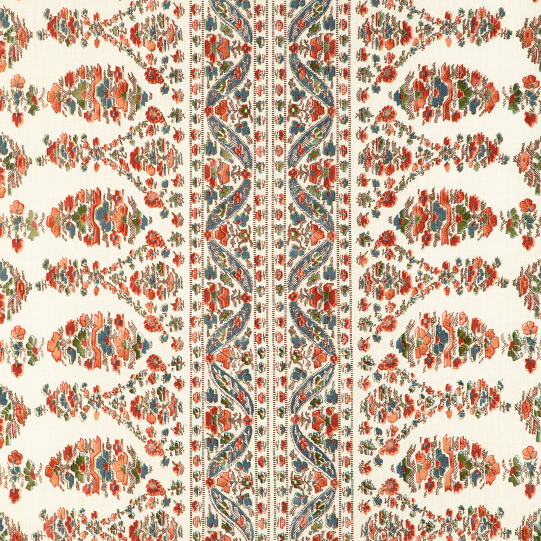 Visan Print fabric in sky/coral color - pattern 8023108.512.0 - by Brunschwig &amp; Fils in the Cadenet collection