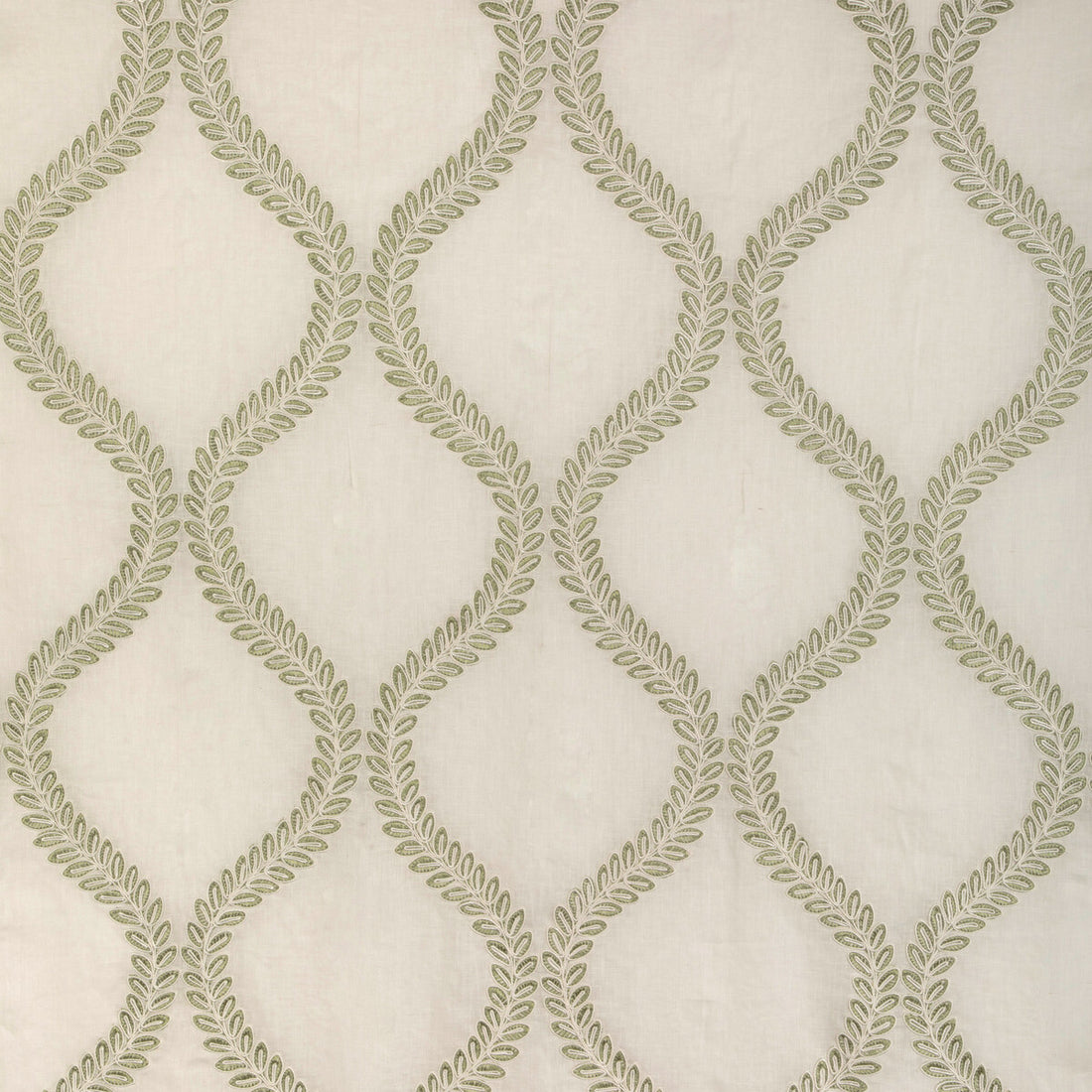 Camus Sheer fabric in leaf color - pattern 8023110.31.0 - by Brunschwig &amp; Fils in the Anduze Embroideries collection