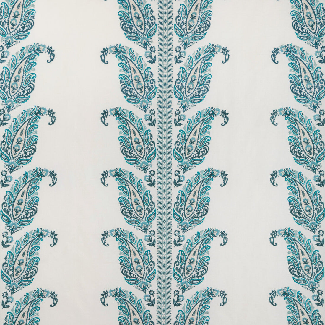 Yara Paisley Emb fabric in lagoon color - pattern 8023112.1313.0 - by Brunschwig &amp; Fils in the Anduze Embroideries collection
