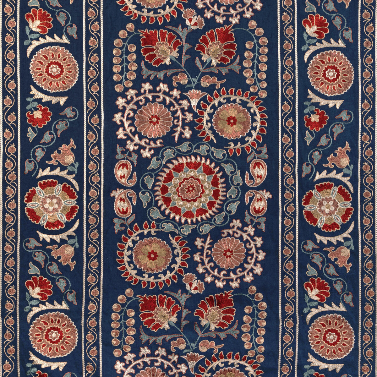 Saanvi Emb fabric in blue/red color - pattern 8023113.195.0 - by Brunschwig &amp; Fils in the Anduze Embroideries collection