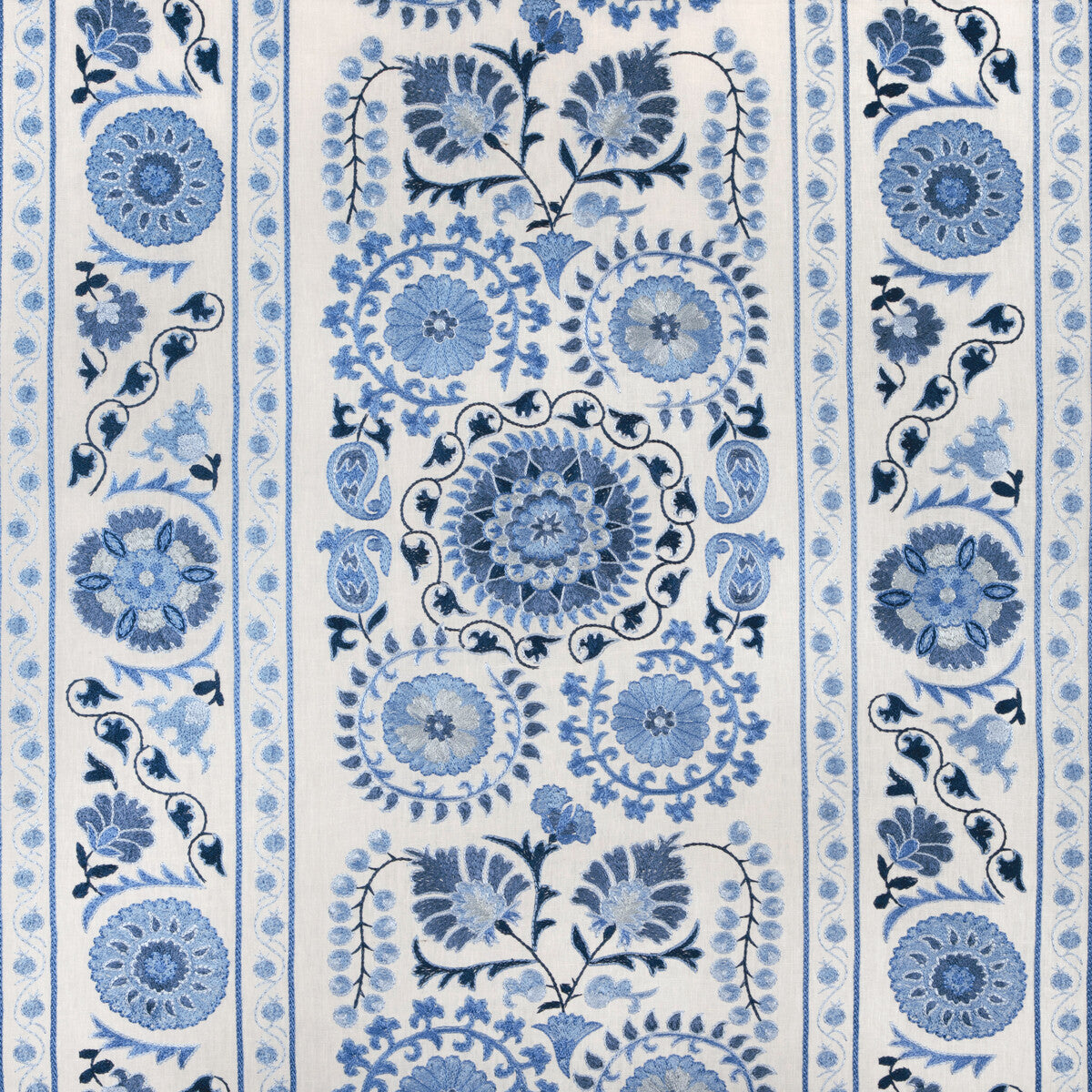 Saanvi Emb fabric in navy/sky color - pattern 8023113.51.0 - by Brunschwig & Fils in the Anduze Embroideries collection