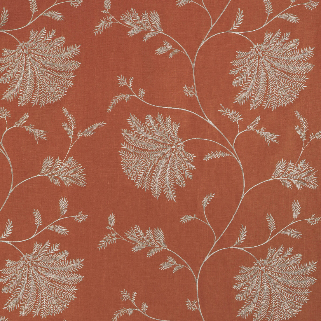 Maelle Emb fabric in terracotta color - pattern 8023116.12.0 - by Brunschwig &amp; Fils in the Anduze Embroideries collection