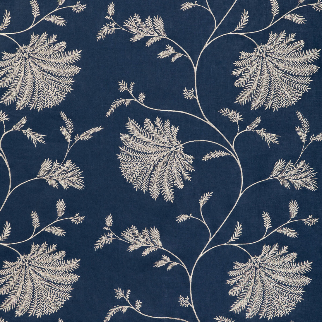 Maelle Emb fabric in navy color - pattern 8023116.50.0 - by Brunschwig &amp; Fils in the Anduze Embroideries collection