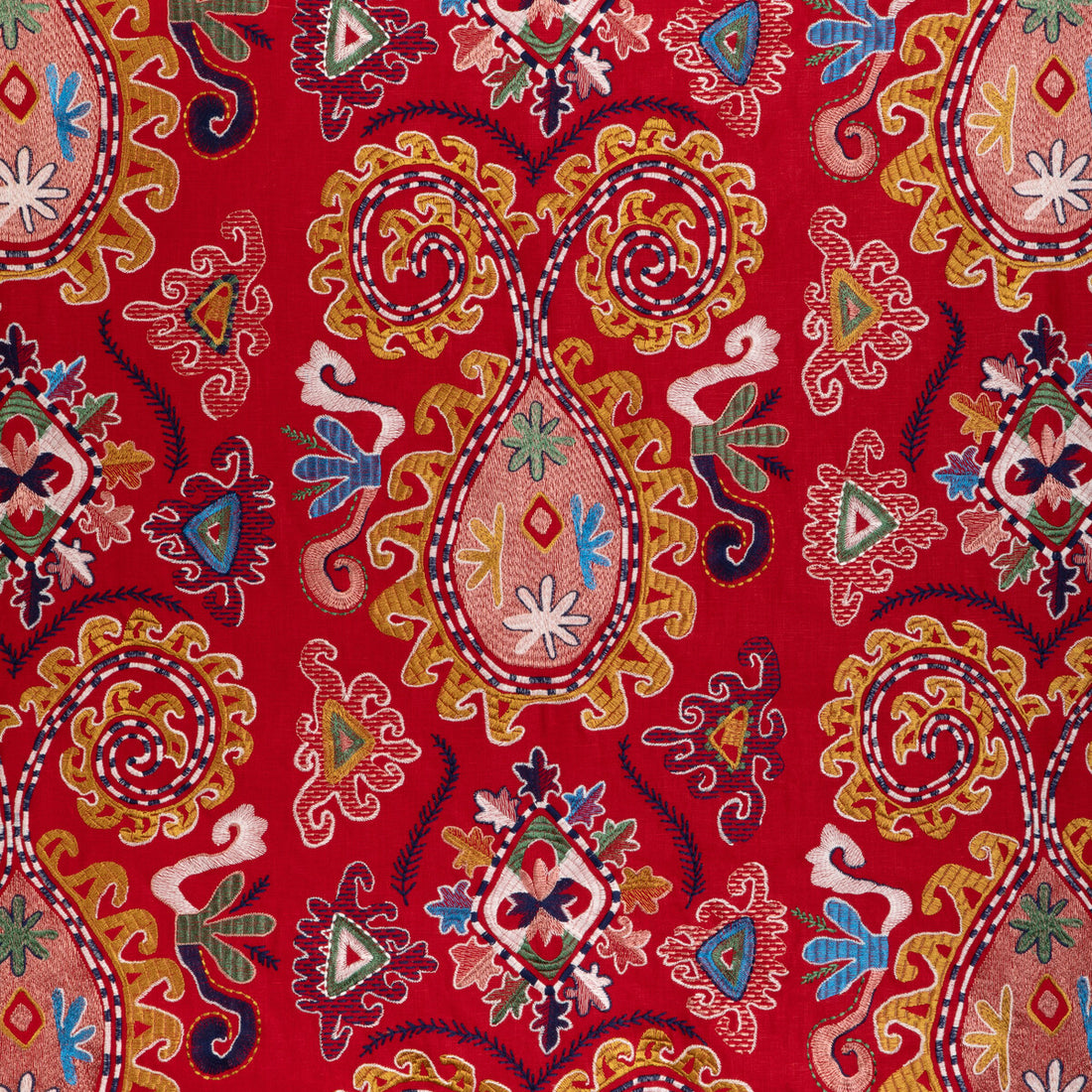 Lavali Emb fabric in red/gold color - pattern 8023117.194.0 - by Brunschwig &amp; Fils in the Anduze Embroideries collection