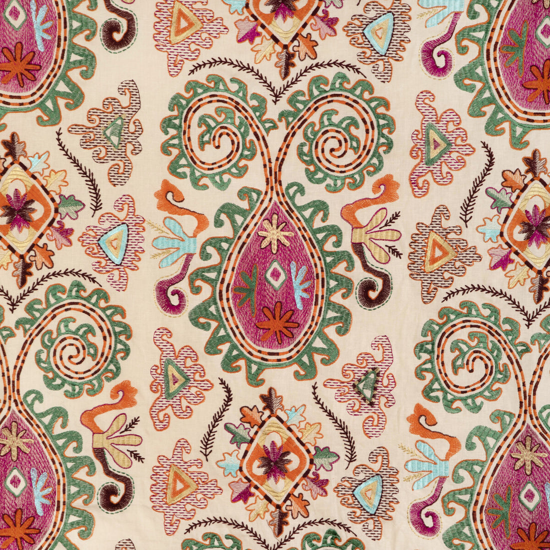 Lavali Emb fabric in plum/multi color - pattern 8023117.310.0 - by Brunschwig &amp; Fils in the Anduze Embroideries collection