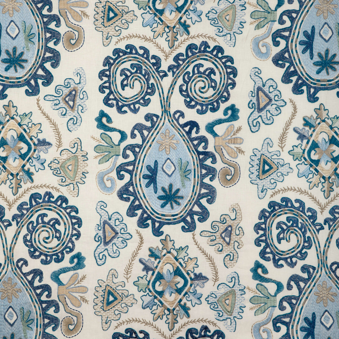 Lavali Emb fabric in blue/sky color - pattern 8023117.55.0 - by Brunschwig &amp; Fils in the Anduze Embroideries collection
