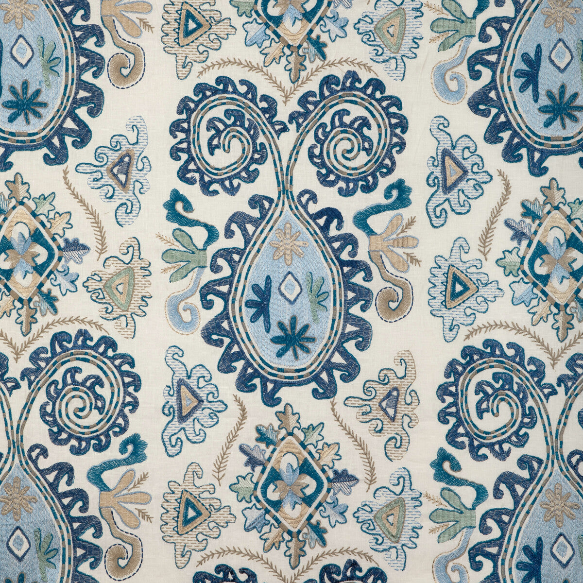 Lavali Emb fabric in blue/sky color - pattern 8023117.55.0 - by Brunschwig & Fils in the Anduze Embroideries collection
