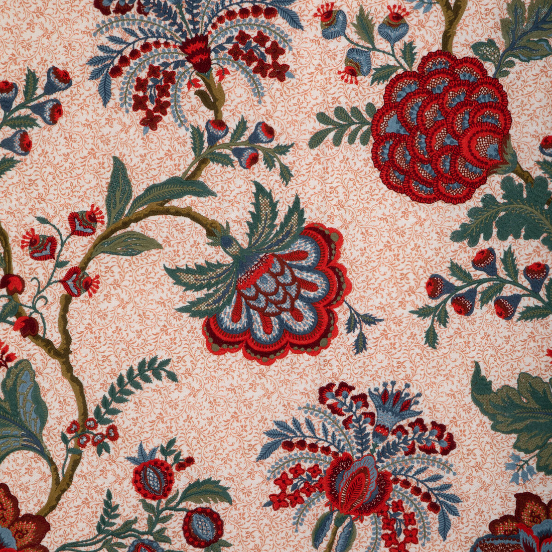 Anduze Emb fabric in red/blue color - pattern 8023118.195.0 - by Brunschwig &amp; Fils in the Anduze Embroideries collection