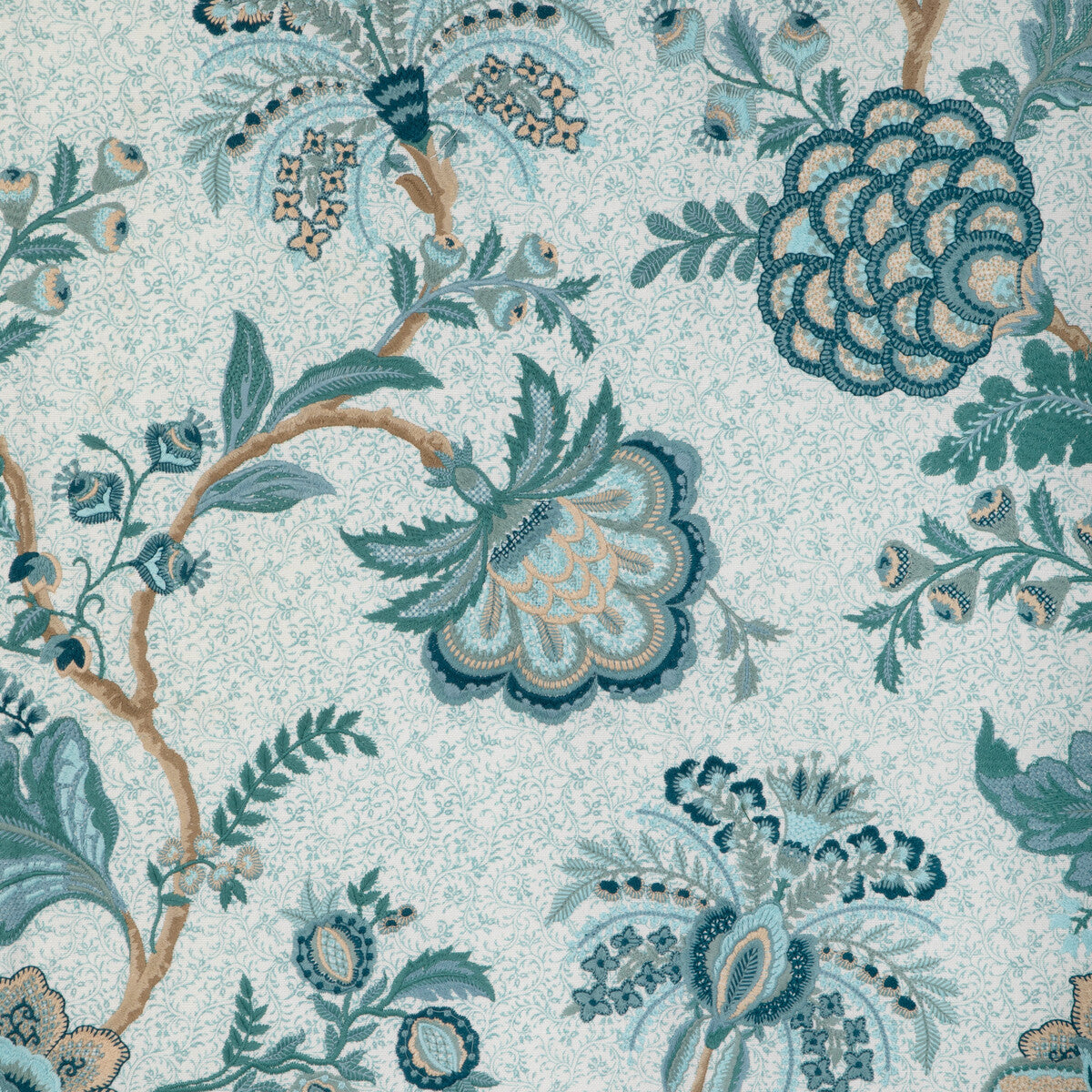 Anduze Emb fabric in teal/sky color - pattern 8023118.535.0 - by Brunschwig & Fils in the Anduze Embroideries collection