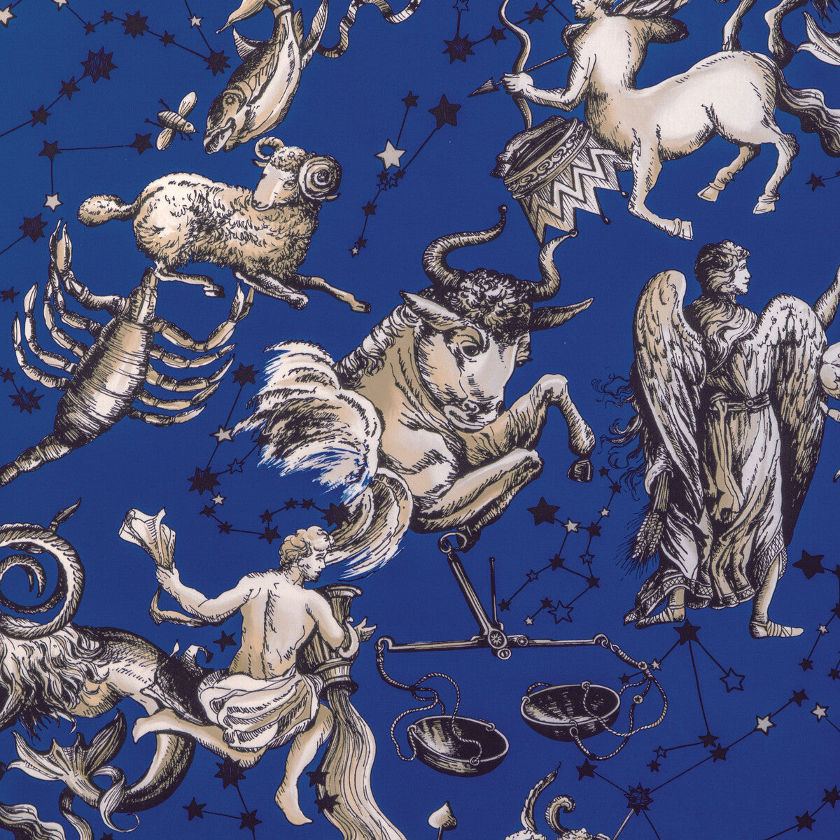 Cosmique Print fabric in sapphire color - pattern 8023135.5.0 - by Brunschwig & Fils in the Celeste collection