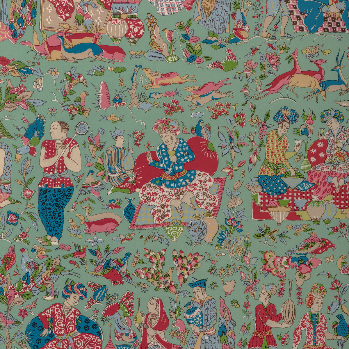 Shalimar Print fabric in jade/rose color - pattern 8024100.319.0 - by Brunschwig & Fils in the La Menagerie collection