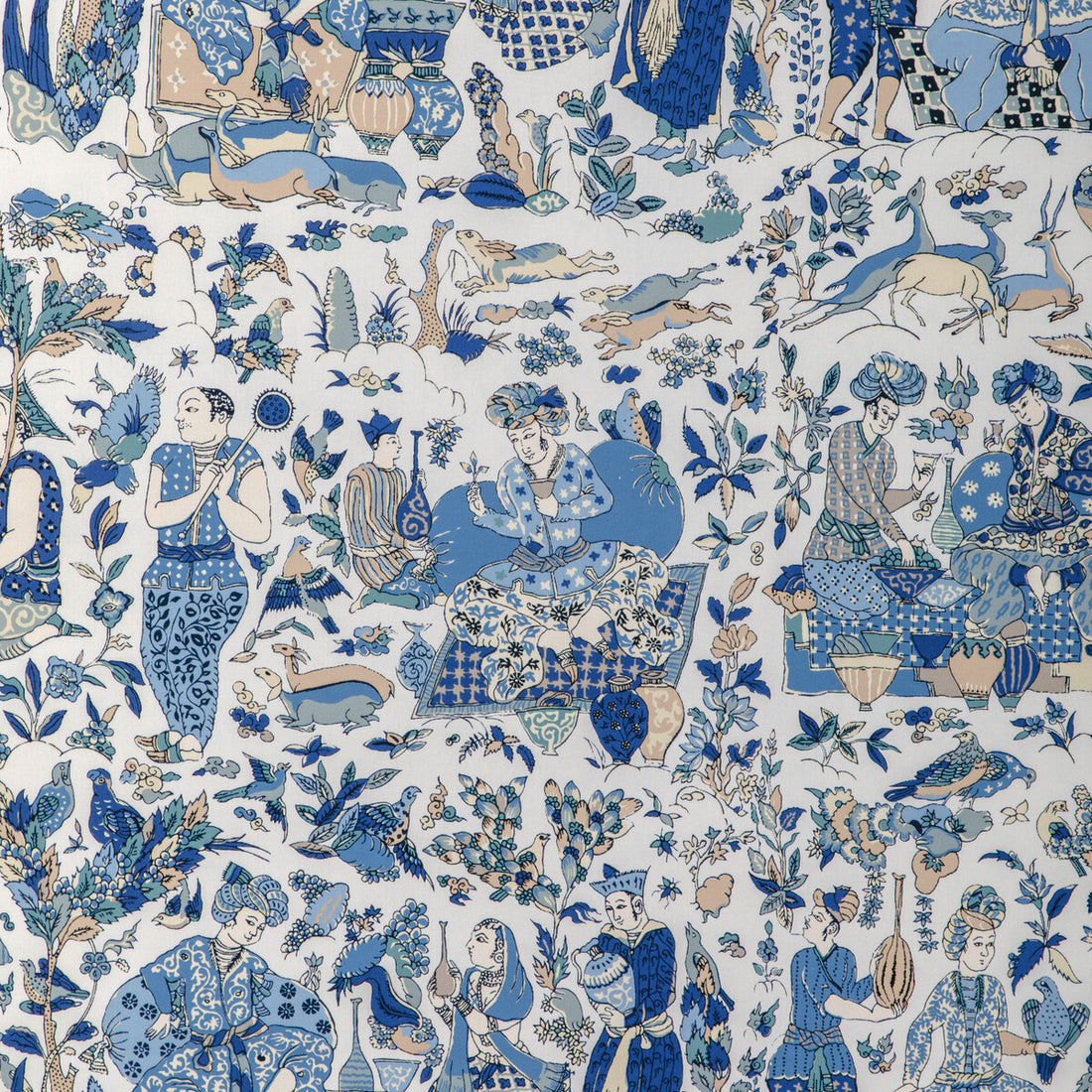 Shalimar Print fabric in blue/sand color - pattern 8024100.516.0 - by Brunschwig &amp; Fils in the La Menagerie collection