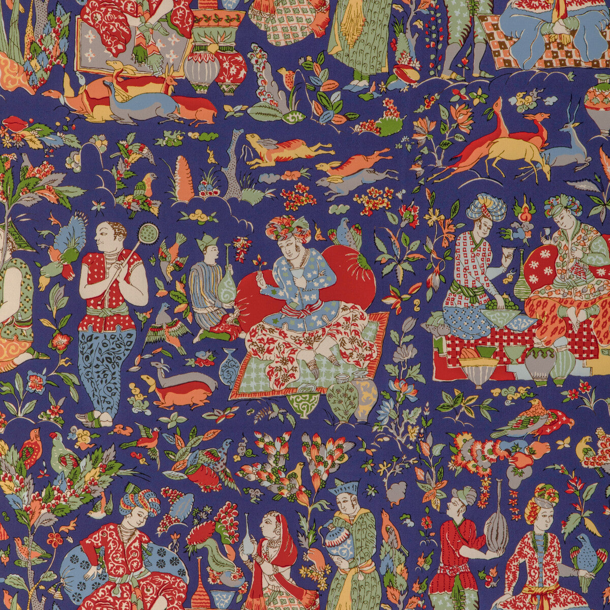 Shalimar Print fabric in navy/red color - pattern 8024100.519.0 - by Brunschwig & Fils in the La Menagerie collection