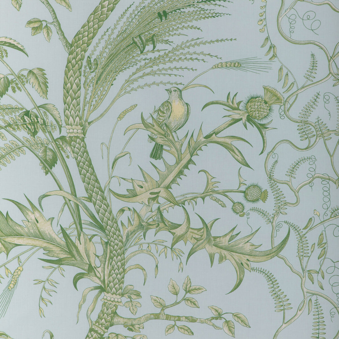 Bird And Thistle II fabric in sky color - pattern 8024101.153.0 - by Brunschwig &amp; Fils in the La Menagerie collection