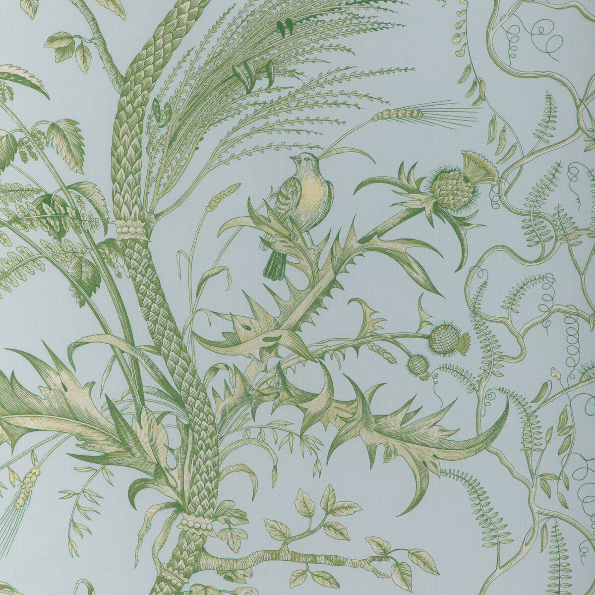 Bird And Thistle II fabric in sky color - pattern 8024101.153.0 - by Brunschwig & Fils in the La Menagerie collection