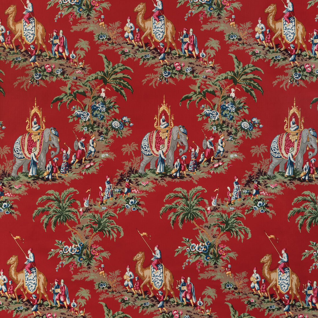 Beauport Promenade fabric in red color - pattern 8024104.19.0 - by Brunschwig &amp; Fils in the La Menagerie collection