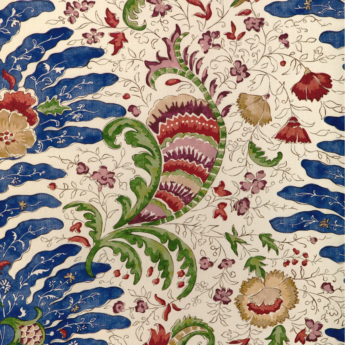 Riviere Print fabric in blue color - pattern 8024105.519.0 - by Brunschwig &amp; Fils in the La Menagerie collection
