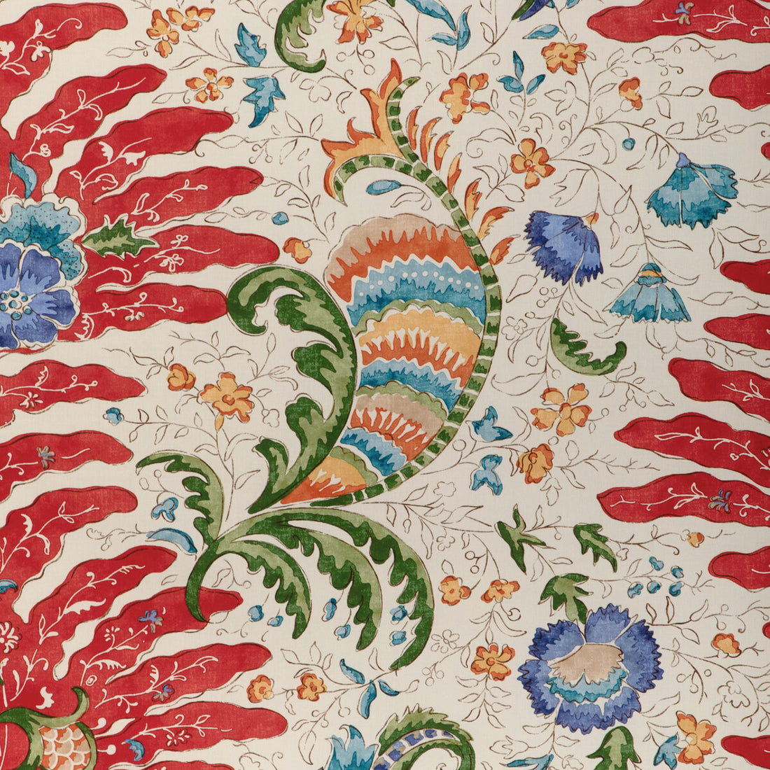 Riviere Print fabric in red color - pattern 8024105.913.0 - by Brunschwig &amp; Fils in the La Menagerie collection
