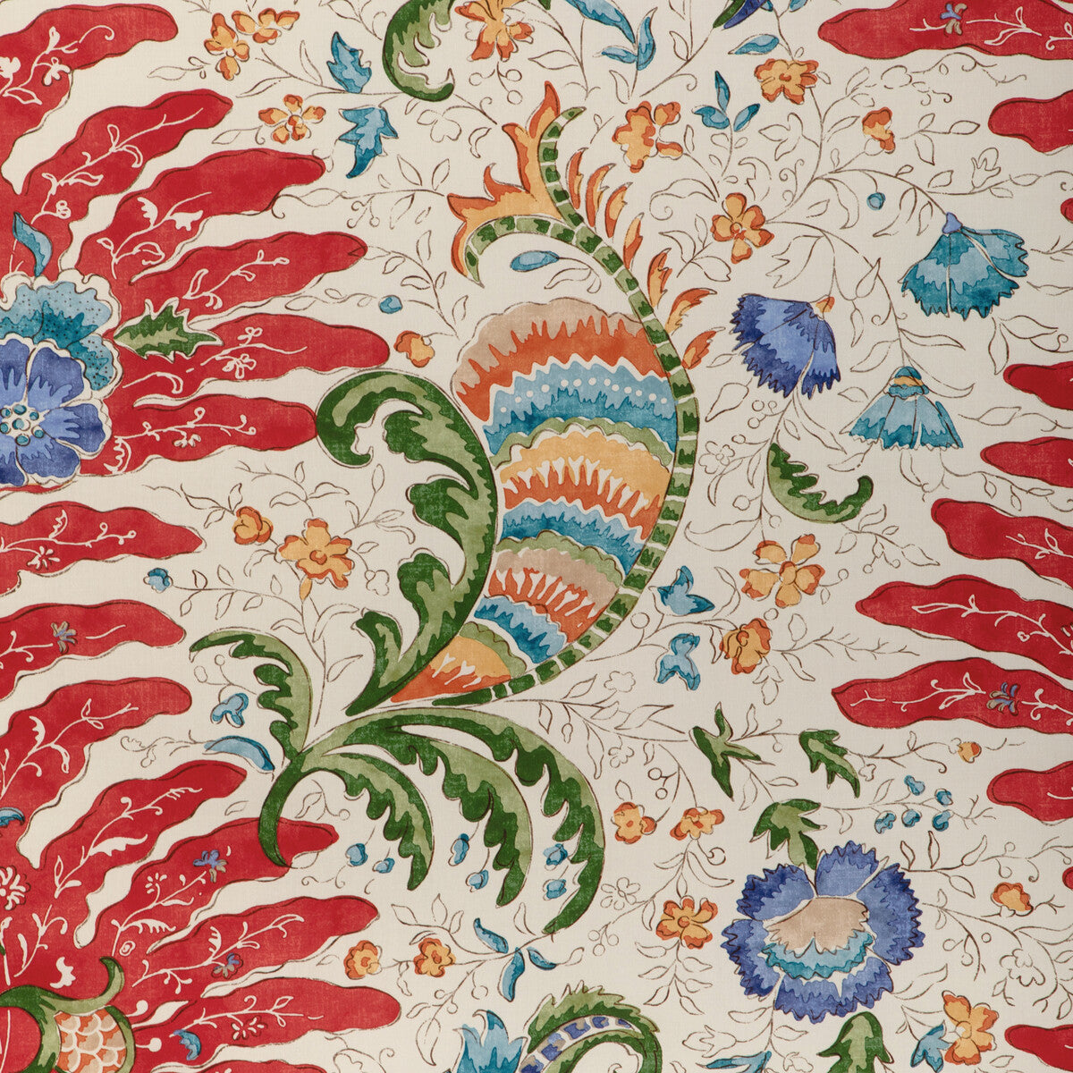 Riviere Print fabric in red color - pattern 8024105.913.0 - by Brunschwig & Fils in the La Menagerie collection