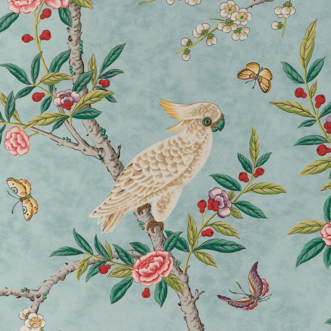 Kanchou Print fabric in aqua color - pattern 8024106.353.0 - by Brunschwig &amp; Fils in the La Menagerie collection