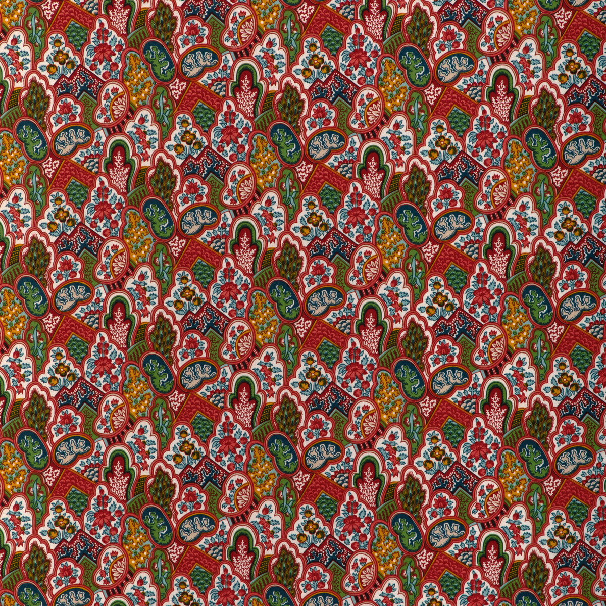 Villandry Print fabric in red color - pattern 8024108.319.0 - by Brunschwig & Fils in the La Menagerie collection