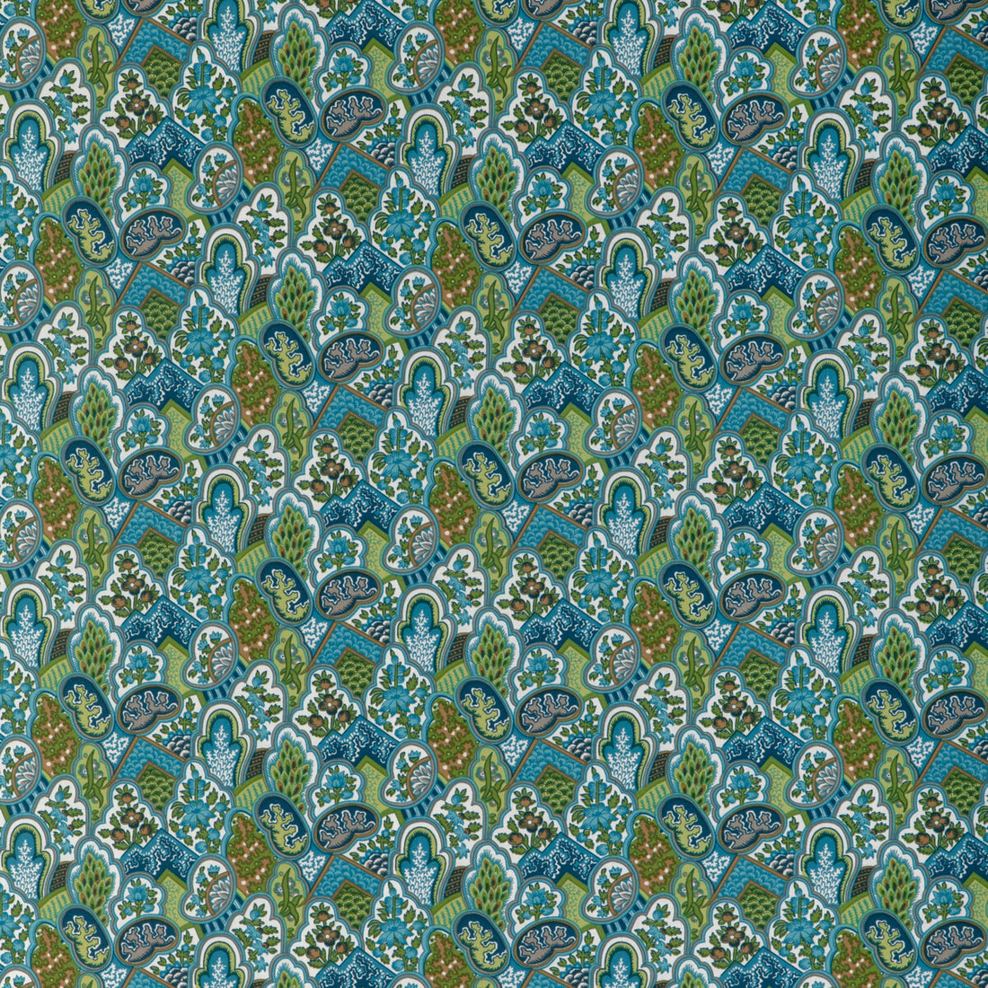 Villandry Print fabric in aqua color - pattern 8024108.353.0 - by Brunschwig &amp; Fils in the La Menagerie collection