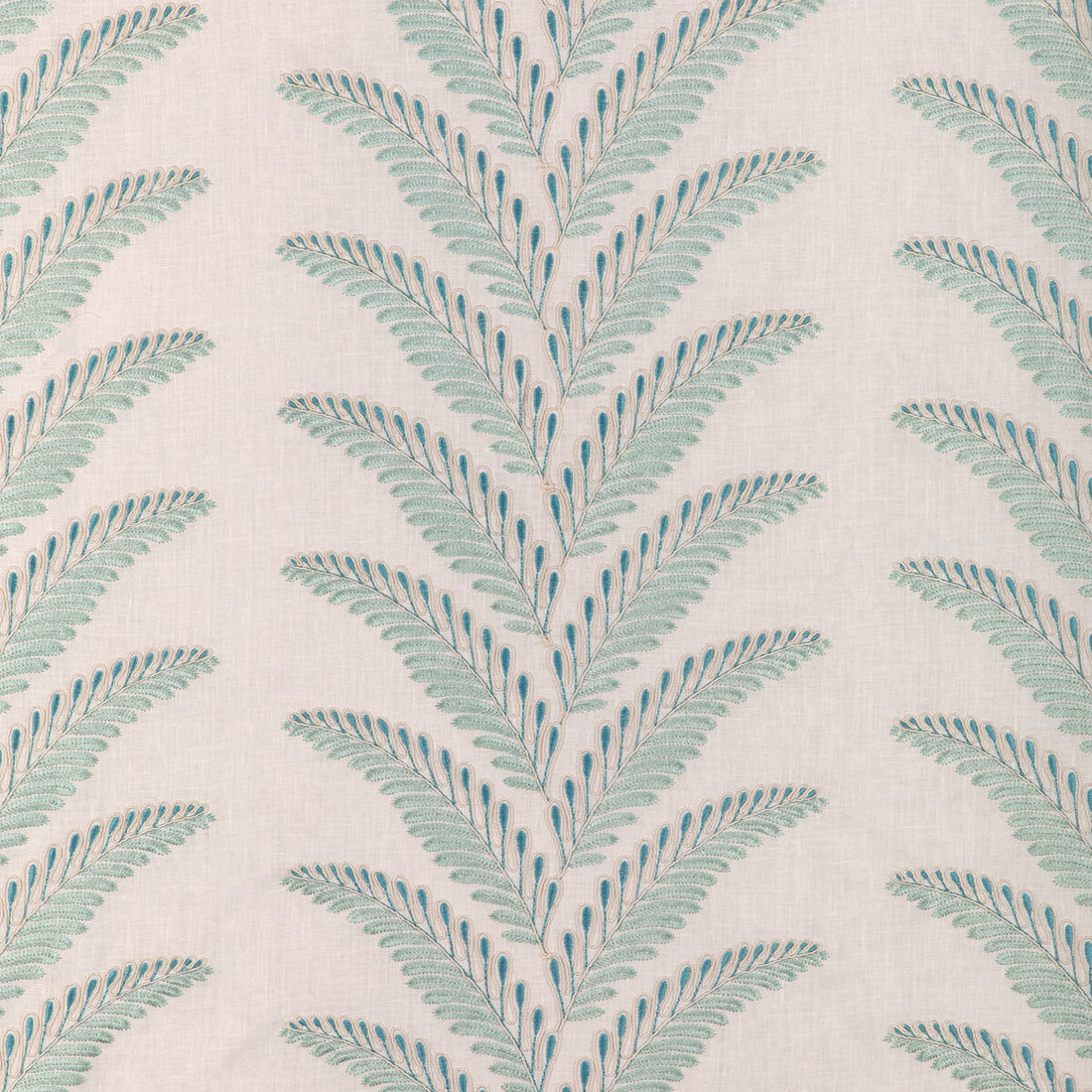 Fougere Emb fabric in aqua color - pattern 8024109.13.0 - by Brunschwig &amp; Fils in the La Menagerie collection