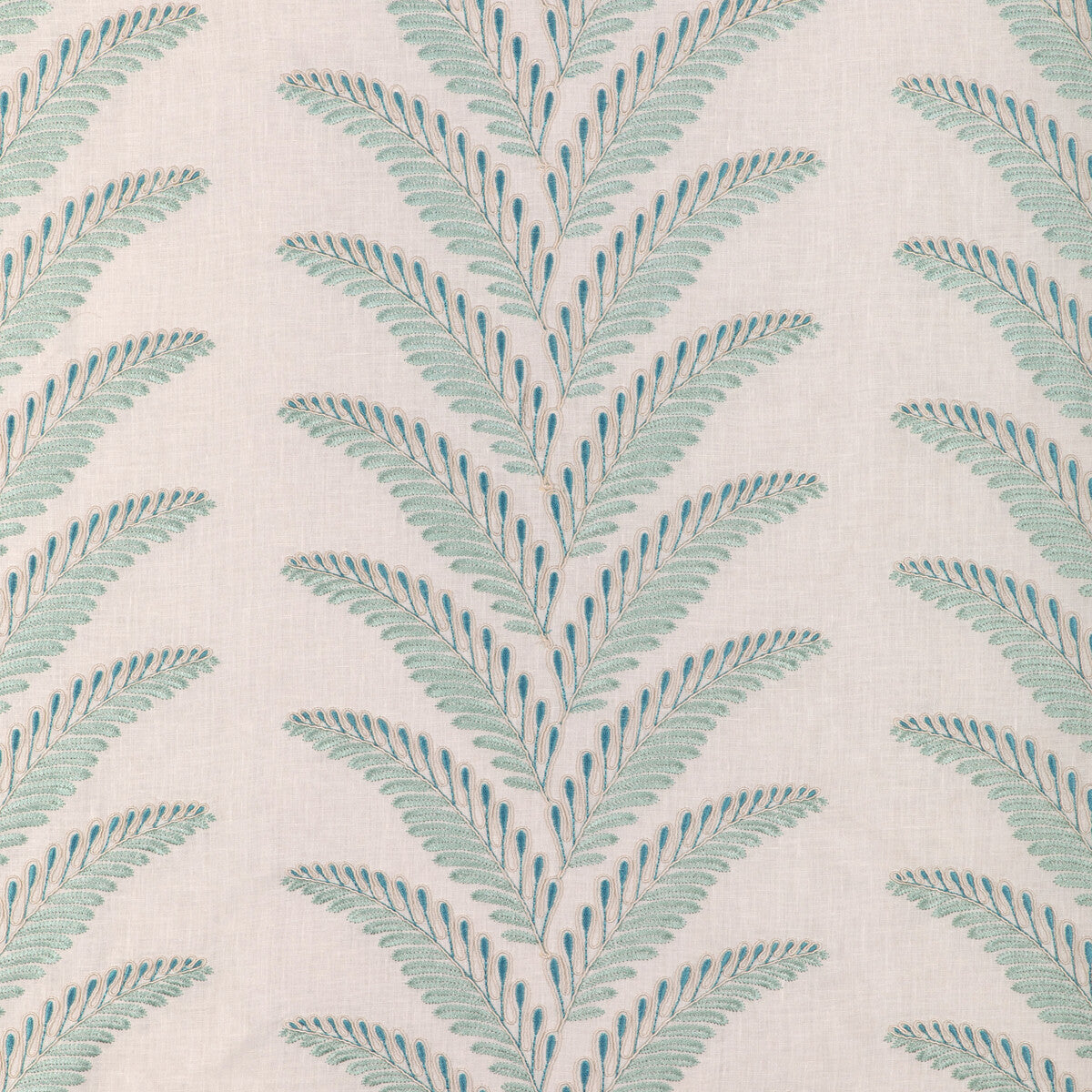 Fougere Emb fabric in aqua color - pattern 8024109.13.0 - by Brunschwig & Fils in the La Menagerie collection