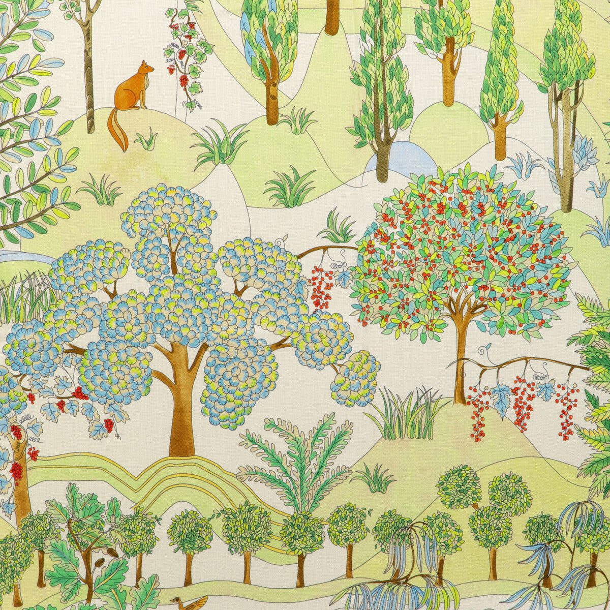 Folklore Print fabric in meadow color - pattern number 8024124.315.0 - by Brunschwig & Fils in the Carlsten collection